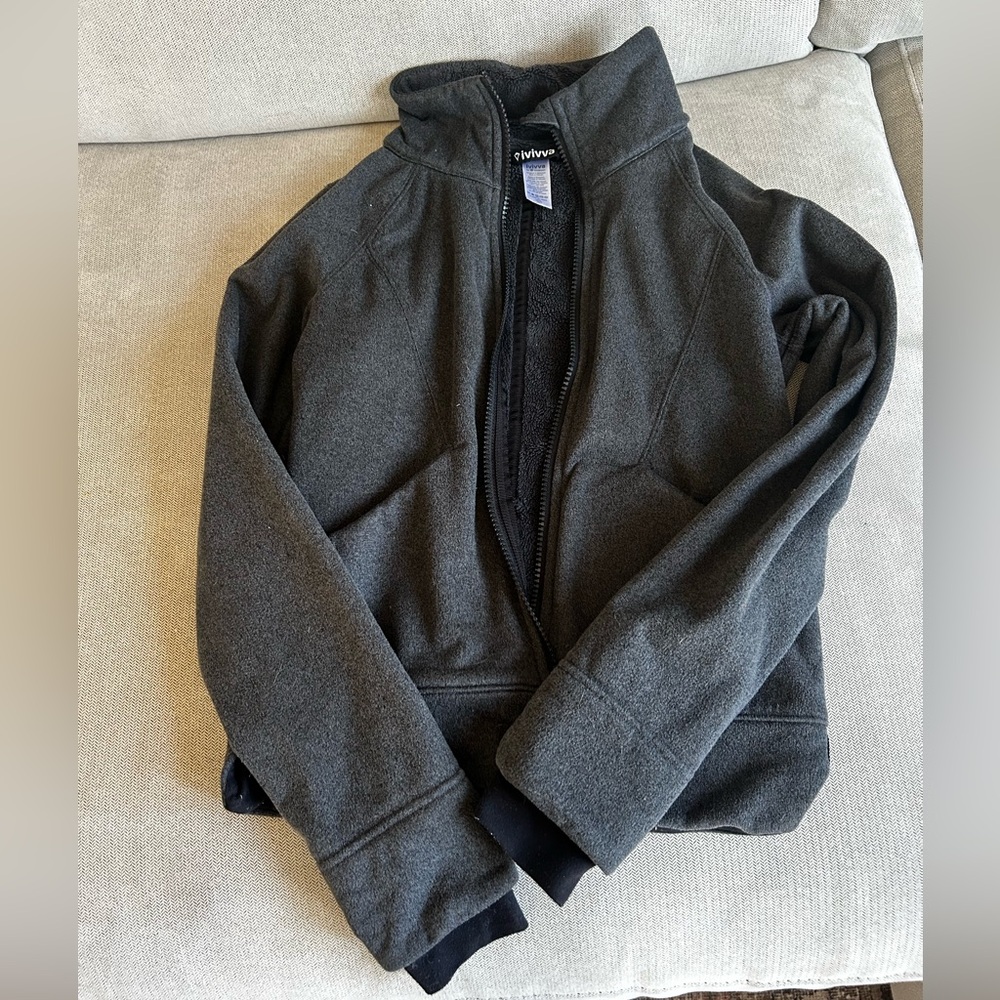 Ivivva by Lululemon Charcoal Black Fleece Zip Hoodie